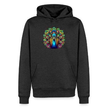Pfau - Männer Premium Bio Hoodie - Anthrazit meliert - Vorne - Thijin (182cm)