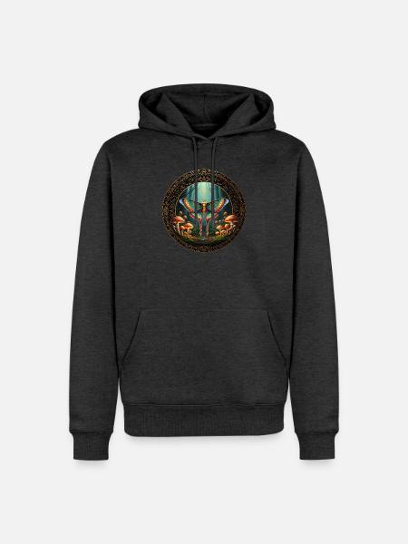 Zauberhaftes Waldschmetterling-Mandala - Männer Premium Bio Hoodie - Anthrazit meliert