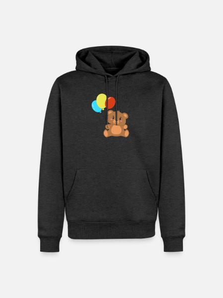 Teddybär mit Luftballons - Männer Premium Bio Hoodie - Anthrazit meliert