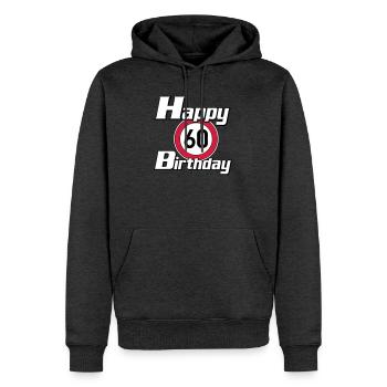 60.Anniversaire , 60 Ans , Joyeux Anniversaire 60 (25) - Sweat à capuche Premium bio Homme - anthracite chiné - Devant - Thijin (182cm)