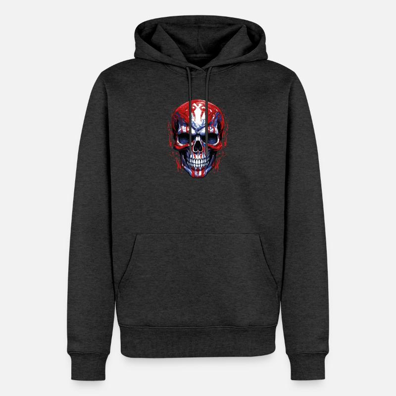 Graphique de crâne de drapeaux - Sweat à capuche Premium bio Homme - anthracite chiné