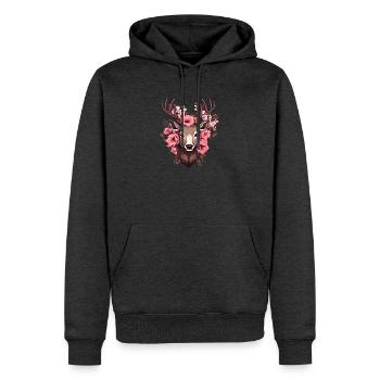 Chevreuil avec des fleurs Costumes Tête de cerf Tête de cerf - Sweat à capuche Premium bio Homme - anthracite chiné - Devant - Thijin (182cm)