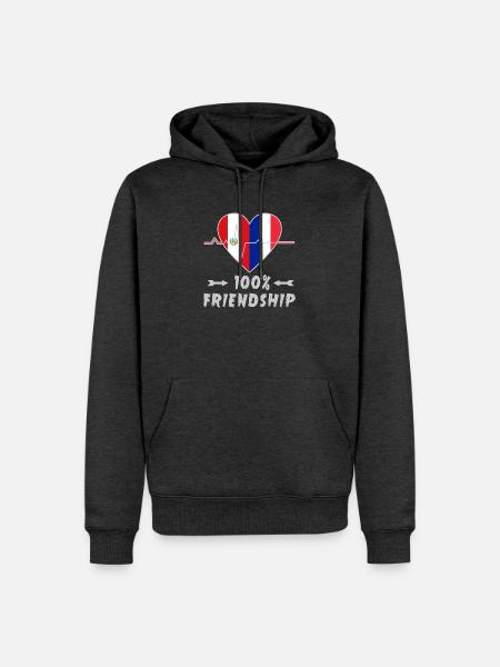 Peru und Frankreich 100% Freundschaft - Männer Premium Bio Hoodie - Anthrazit meliert