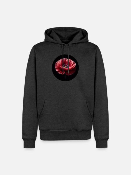 Mohnblume fotorealistisch - Männer Premium Bio Hoodie - Anthrazit meliert