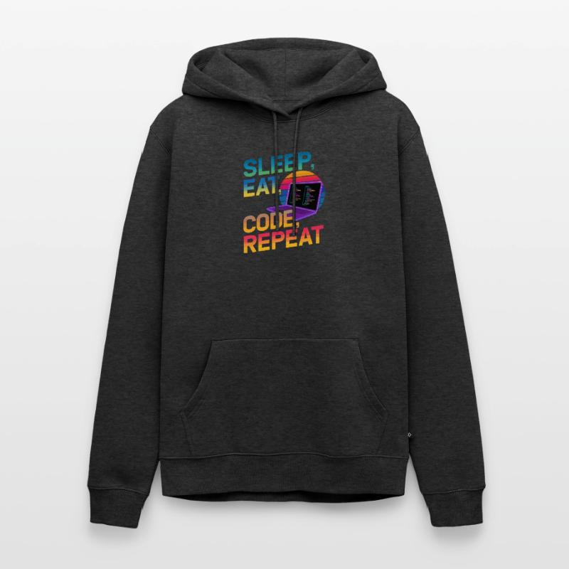 Sleep Eat Code Repeat Gift pour Coder Sweat à capuche Premium bio Homme