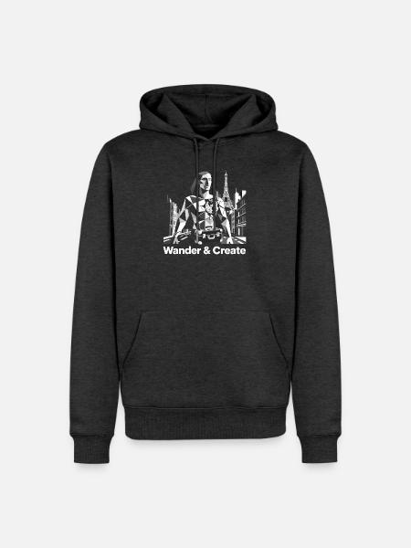 Reise Kunst Design Weltkarte Paris Wanderlust  - Männer Premium Bio Hoodie - Anthrazit meliert