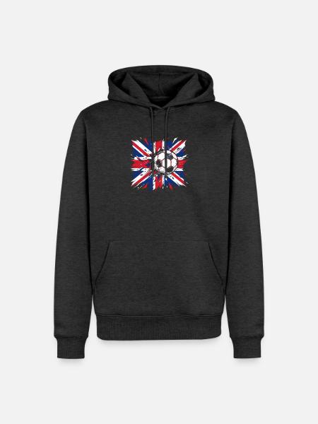 British Flag Football Splatter - Männer Premium Bio Hoodie - Anthrazit meliert
