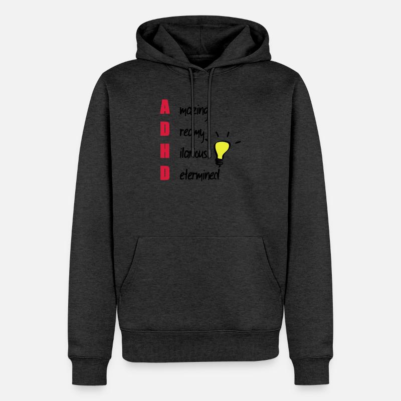 ADHD / ADHS Support Geschenk - Männer Premium Bio Hoodie - Anthrazit meliert