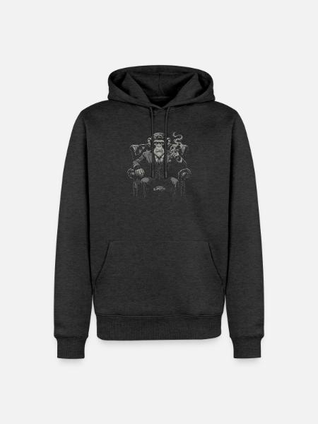 Mafioso Monkey raucht Zigarre - Männer Premium Bio Hoodie - Anthrazit meliert
