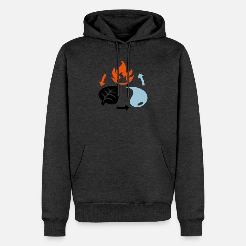 Feu, eau, éléments végétaux - Sweat à capuche Premium bio Homme - anthracite chiné