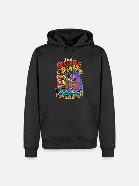 Boardwalk Beast – Lustiges Pommes-Monster - Männer Premium Bio Hoodie - Anthrazit meliert