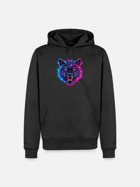 Elektrischer Neon-Tiger - Männer Premium Bio Hoodie - Anthrazit meliert