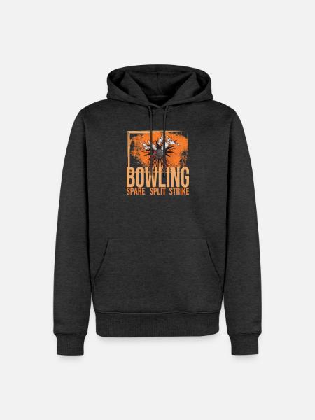 Bowling - Spare - Split - Strike - Männer Premium Bio Hoodie - Anthrazit meliert