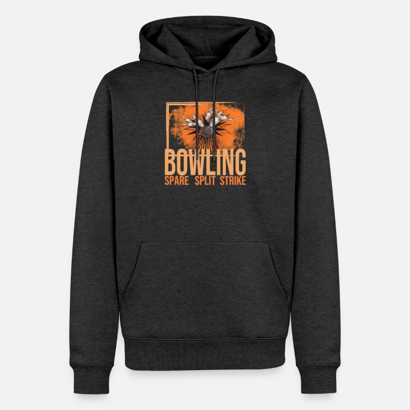 Bowling - Spare - Split - Strike - Männer Premium Bio Hoodie - Anthrazit meliert
