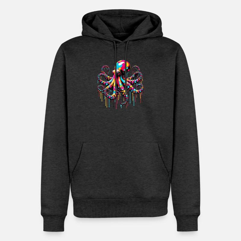 Pieuvre - Sweat à capuche Premium bio Homme - anthracite chiné