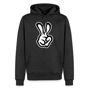 Victory Handzeichen (Rechte Hand / NEG / 2C) - Männer Premium Bio Hoodie - Anthrazit meliert - Vorne - Thijin (182cm)