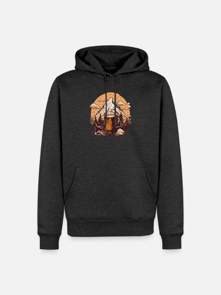 Berggipfel mit Bierkrug Design - Männer Premium Bio Hoodie - Anthrazit meliert