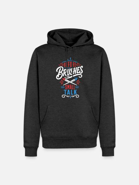 Malen – Pinsel und Small Talk - Männer Premium Bio Hoodie - Anthrazit meliert