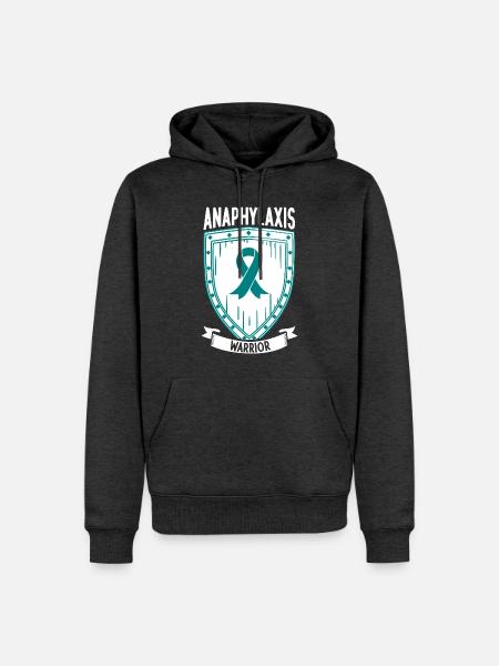 Anaphylaxie Kämpfer - Schutzschild in Türkis - Männer Premium Bio Hoodie - Anthrazit meliert