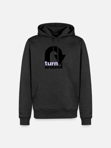 turn around - Männer Premium Bio Hoodie - Anthrazit meliert