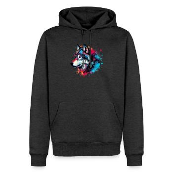 Wolf - Men’s Premium Organic Hoodie - heather anthracite - Front - Thijin (182cm)
