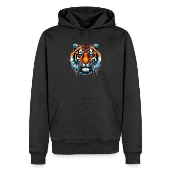 Tigre - Sweat à capuche Premium bio Homme - anthracite chiné - Devant - Thijin (182cm)