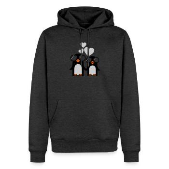 penguins fallen in love - pinguine - Männer Premium Bio Hoodie - Anthrazit meliert - Vorne - Thijin (182cm)