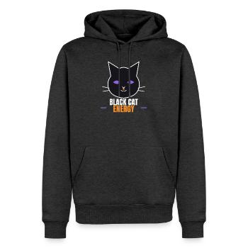 Black Cat Energy Funny Halloween Cat - Männer Premium Bio Hoodie - Anthrazit meliert - Vorne - Thijin (182cm)