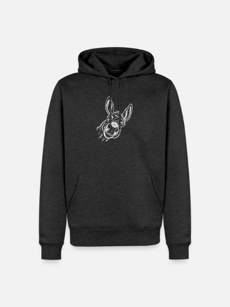 Esel-Porträt im Linienstil - Männer Premium Bio Hoodie - Anthrazit meliert
