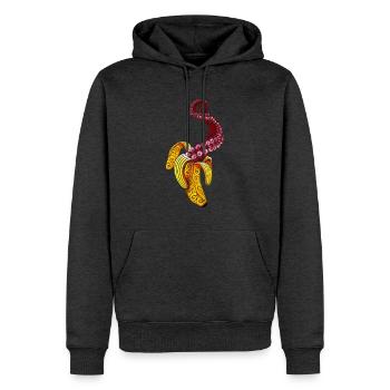 Swirly Mutant-Banana - Sweat à capuche Premium bio Homme - anthracite chiné - Devant - Thijin (182cm)