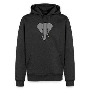 Éléphant Minimaliste - Sweat à capuche Premium bio Homme - anthracite chiné - Devant - Thijin (182cm)