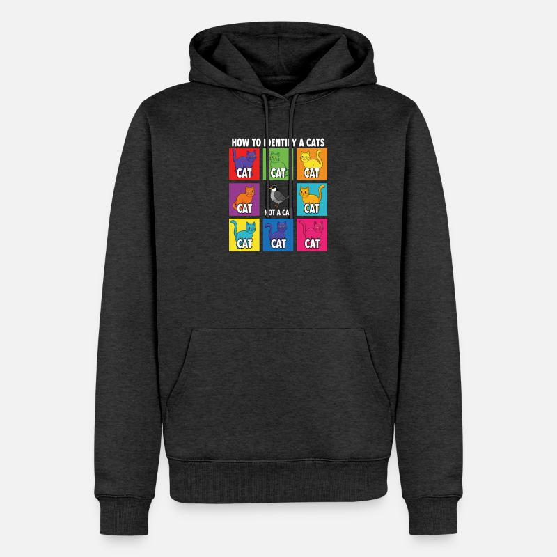 Guide d’identification des chats - Sweat à capuche Premium bio Homme - anthracite chiné