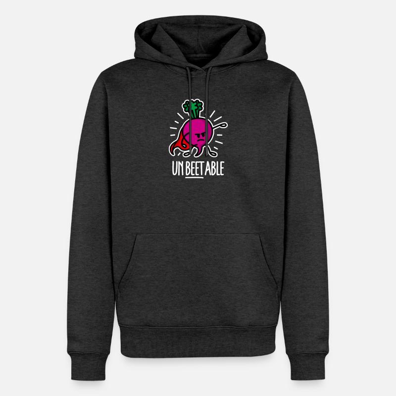 Beetroot betterave / imbattable sur dark - Sweat à capuche Premium bio Homme - anthracite chiné