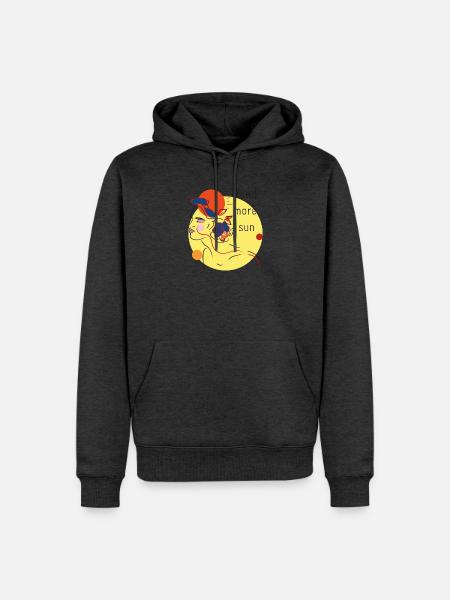 Sonnenporträt mit Blumen - Männer Premium Bio Hoodie - Anthrazit meliert