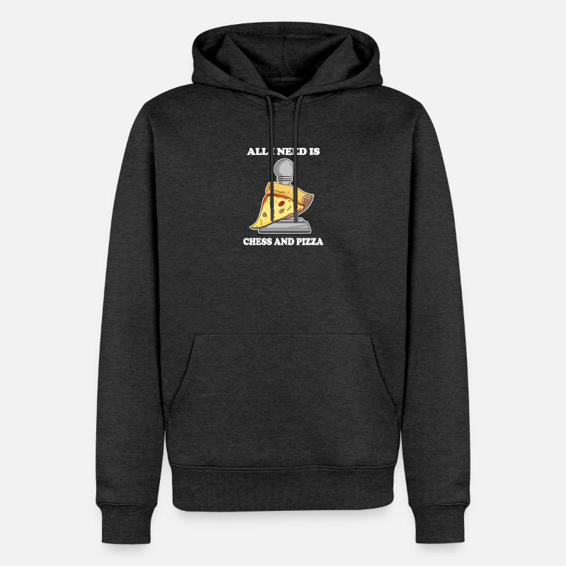 Échecs et pizza - Sweat à capuche Premium bio Homme - anthracite chiné