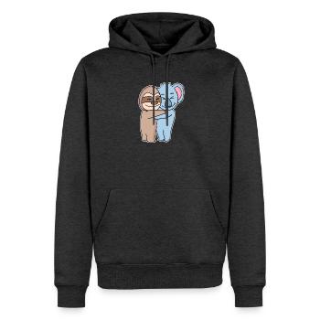 Câlins paresseux et koala - câlins - Sweat à capuche Premium bio Homme - anthracite chiné - Devant - Thijin (182cm)