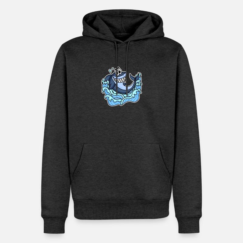 Poisson requin - Sweat à capuche Premium bio Homme - anthracite chiné