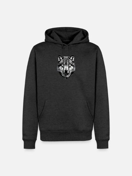 Wolf Motiv Wölfe Wolfsrudel Grauer Wolfshund Wolfs - Männer Premium Bio Hoodie - Anthrazit meliert