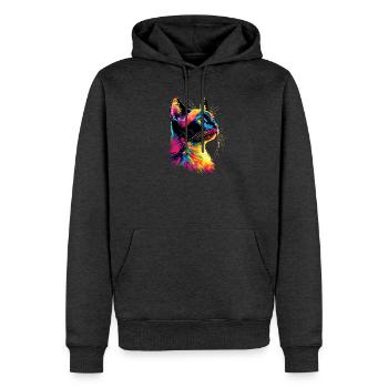 Katze Bunt Regenbogen Farben Popart Cat Mom Katzen - Männer Premium Bio Hoodie - Anthrazit meliert - Vorne - Thijin (182cm)