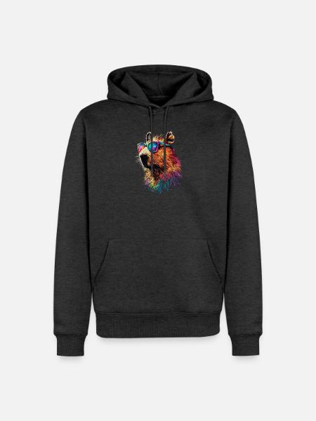 Capybara Sonnenbrille Bunt Popart Wasserschwein - Männer Premium Bio Hoodie - Anthrazit meliert