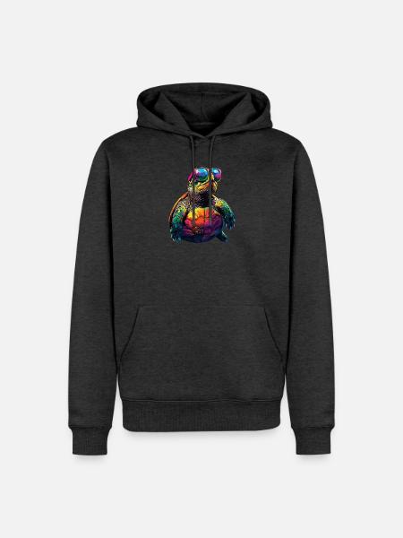 Schildkröte Bunt Popart Reptil Süße Schildkröten - Männer Premium Bio Hoodie - Anthrazit meliert