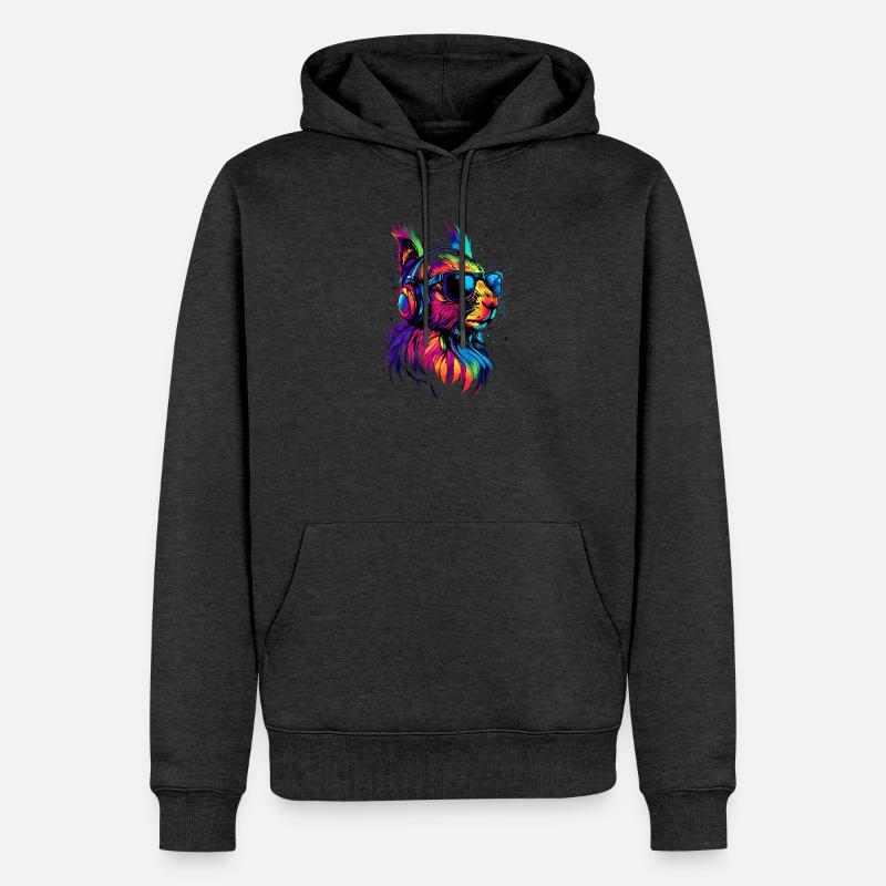 Eichhörnchen Kopfhörer Bunt Popart DJ Eichhörnchen - Männer Premium Bio Hoodie - Anthrazit meliert