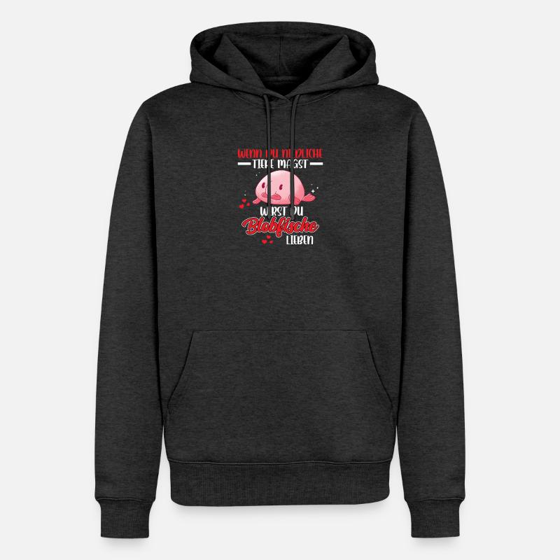Blobfish est mignon Blobfish drôle - Sweat à capuche Premium bio Homme - anthracite chiné