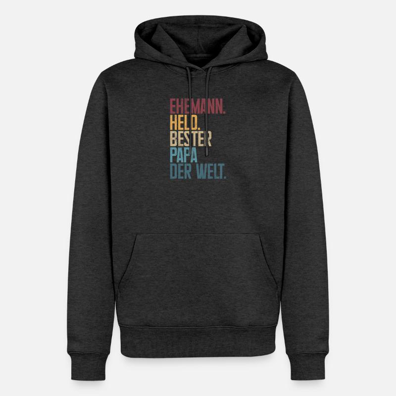 Ehemann Held Bester Papa Der Welt Retro - Männer Premium Bio Hoodie - Anthrazit meliert