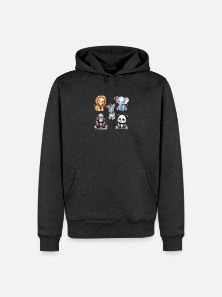  Niedliche Dschungeltierfreunde für Kinderzimmer - Männer Premium Bio Hoodie - Anthrazit meliert