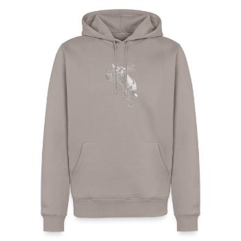 Graustufen Katzenschnurrer Blick - Männer Premium Bio Hoodie - Taupe - Vorne - Nico (187cm)