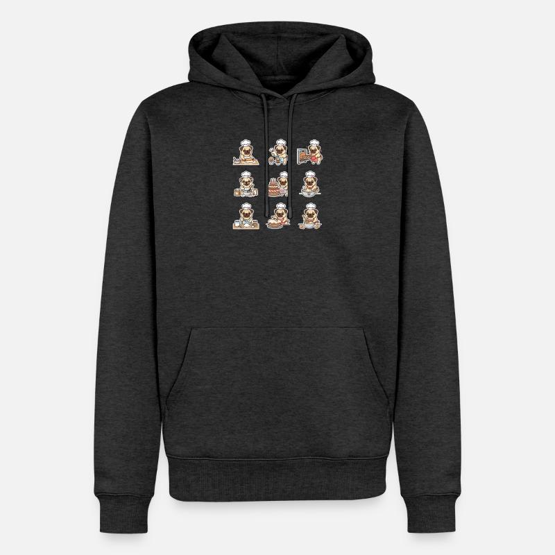 Lustiger Mops Baecker Backen Konditor - Männer Premium Bio Hoodie - Anthrazit meliert