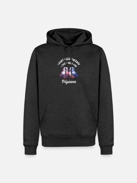 Niedliche Cartoon-Tauben - Männer Premium Bio Hoodie - Anthrazit meliert