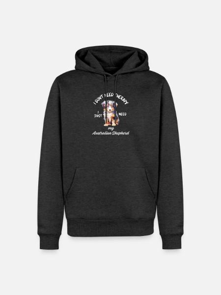 Lustiger Australian Shepherd Welpe - Männer Premium Bio Hoodie - Anthrazit meliert