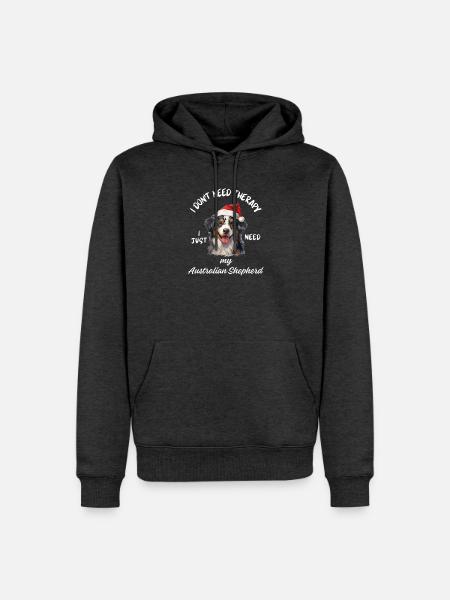 Weihnachts-Australischer Schäferhund-Weihnachtsmütze - Männer Premium Bio Hoodie - Anthrazit meliert